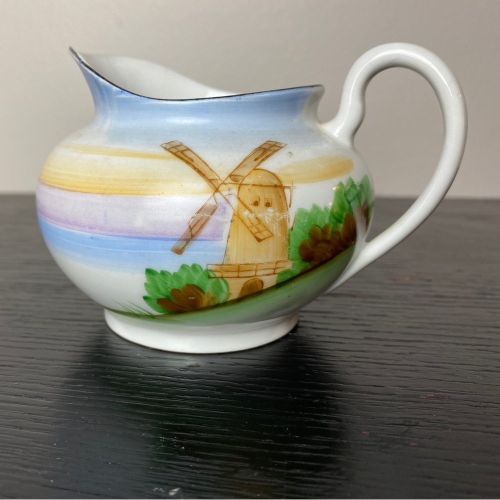 Vintage Hand-painted Holland-like Windmill Meito China creamer